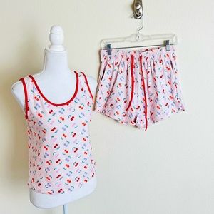 NWT Cheek Boss Pink & Red Cherry Tank Top & Shorts Pajama Set